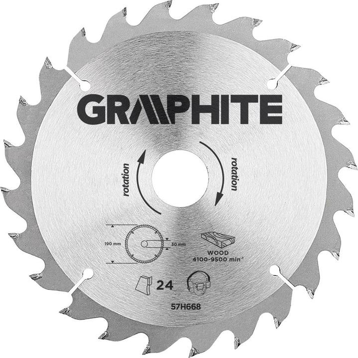 Produktbild Graphite Graphit-Sägeblatt, breit 190x30 mm, 24 Zähne 57H668