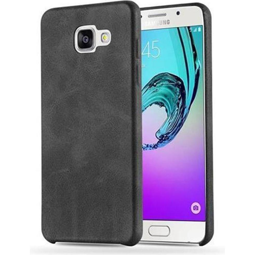 Cadorabo Hard Cover Kunstleder mit Struktur (Samsung Galaxy J5 (2015)), Smartphone Hülle, Schwarz