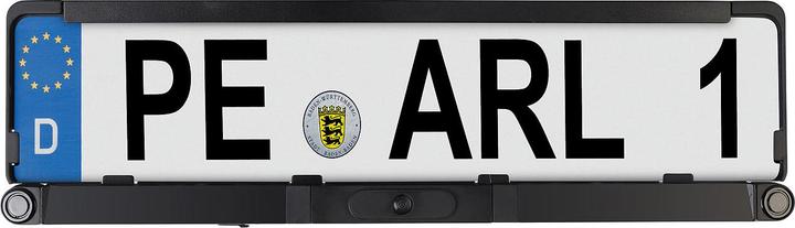 Produktbild Lescars Funk-HD-Rückfahrkamera in Nummernschildhalter, Monitor, Abstandswarner