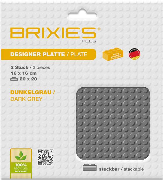 Actual product image Brixies Building board 20x20 Basic double pack dark grey