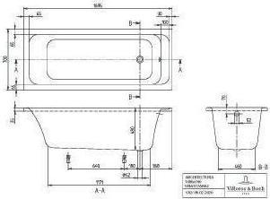 Actual product image Villeroy & Boch Rectangular bath Omnia Architectura 70 x 170 cm white smooth UBA177ARA2V-01 (195 l, 170 cm, 70 cm)