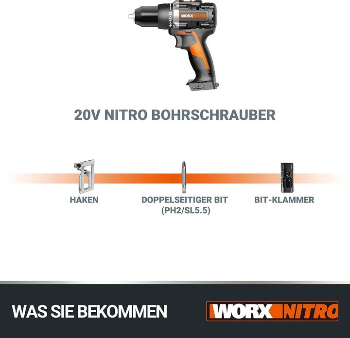 Actual product image Worx Cordless drill screwdriver 20V WX102.9