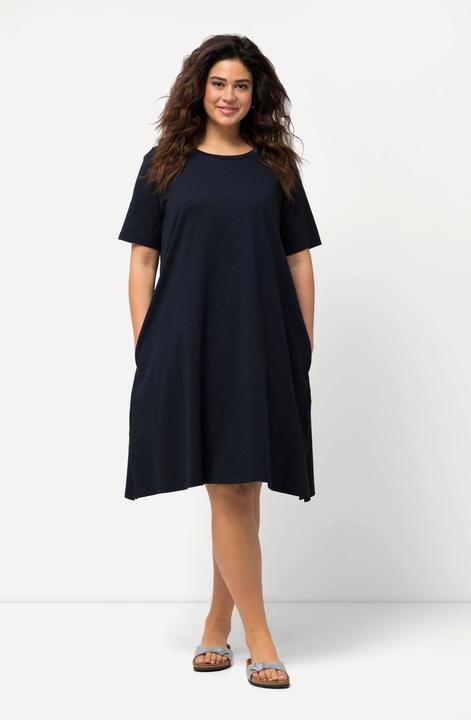 Produktbild Ulla Popken Jerseykleid, A-Linie, Rundhals, Halbarm, Taschen (54)