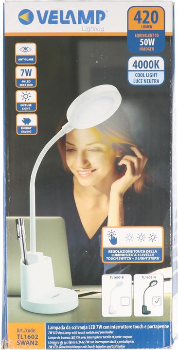 Produktbild Velamp SWAN2 LED Schreibtischlampe mit Berührungsschalter (420 lm)