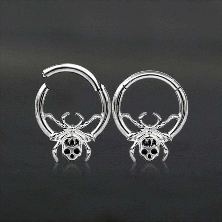 Produktbild Star Piercing Micro Segmentring klappbar silber Totenkopf mit Spinne (Chirurgenstahl 316L, ohne Messing)