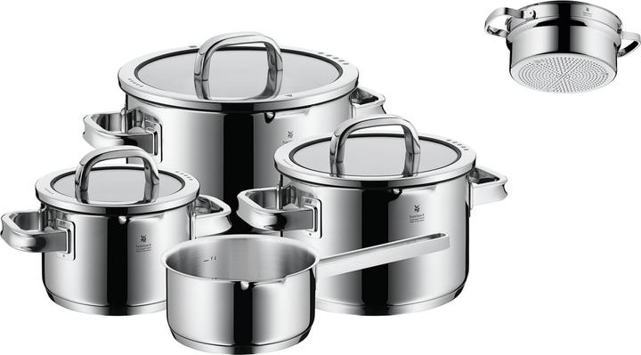 WMF Topfset Induktion Kochtopfset 5tlg Glasdeckel Function4 Edelstahl 18/10 (16 cm, Pan set + pot set, Stainless steel)