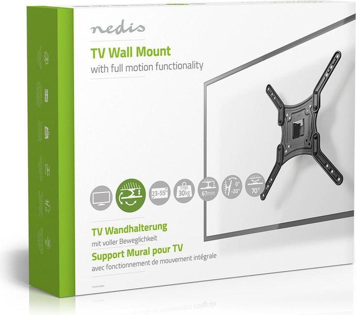 Image du produit Nedis Support mural pour TV avec horloge complète de 23 pouces (Mur, 30 kg, 23" - 55")