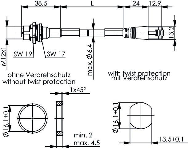 Produktbild Telegärtner STX M12x1-RJ45 VL X-kod. Cat.6A (PiMF, CAT6a, 1 m)