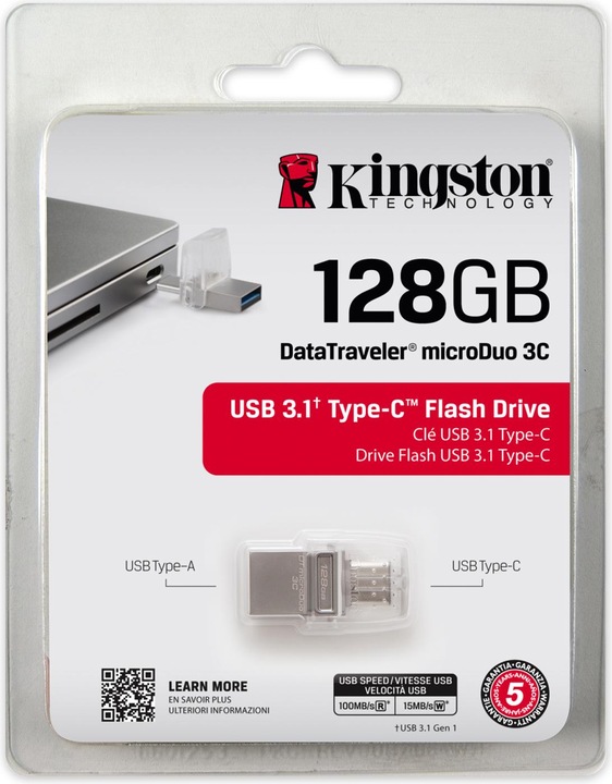 Produktbild Kingston DataTraveler microDuo 3C (128 GB, USB-C, USB-A, USB 3.1)