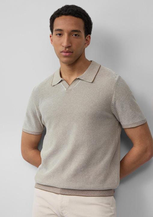 Produktbild s.Oliver Strickpullover Gestricktes Poloshirt aus Leinenmix (S)