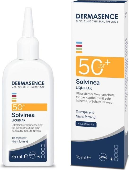 Actual product image Dermasence Solvinea Liquid AK SPF50+ 75 ml (Sun cream face, SPF 50+, 75 ml)