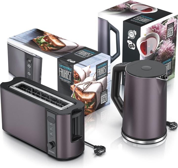 Actual product image Arendo Breakfast set stainless steel kettle 1.5l with temperature selection & 2-slice long slot toaster (1.50 l)