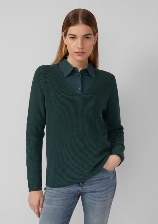 Produktbild s.Oliver Strickpullover Strickpullover aus Baumwollmix mit V-Ausschnitt (42)
