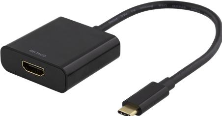 Produktbild Deltaco USBC-HDMI8 USB graphics adapter Black (HDMI, 4.30 cm)