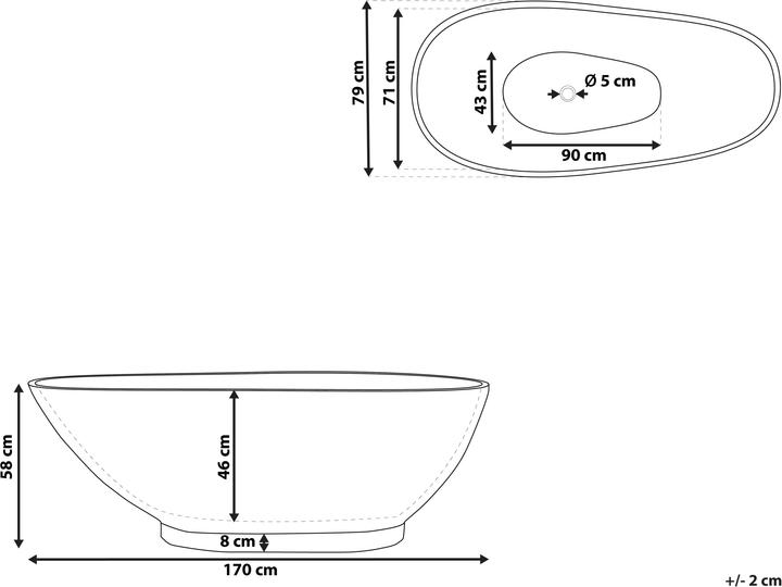 Produktbild Beliani Badewanne freistehend marineblau Marmor Optik 170 x 80 cm RIOJA (178 l, 170 cm, 80 cm)