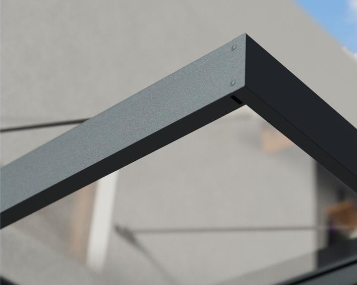 Actual product image Palram CANOPIA | Sophia XL 5X18 / 1.4X5.6 Door and Porch Awning Dark Grey Clear