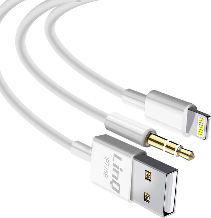 Image du produit LinQ USB A – Lightning/3.5 mm Klinke (1.20 m, Câble AUX)