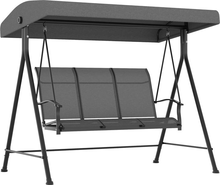 Produktbild Swisshandel24 Hollywoodschaukel 3-Sitzer, verstellbares Dach, Armlehne, bis 240 kg, 195 x 118 x 170 cm