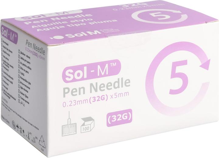 Actual product image Sol-m Pen needle 32G 0.23mmx5mm 100 pcs.