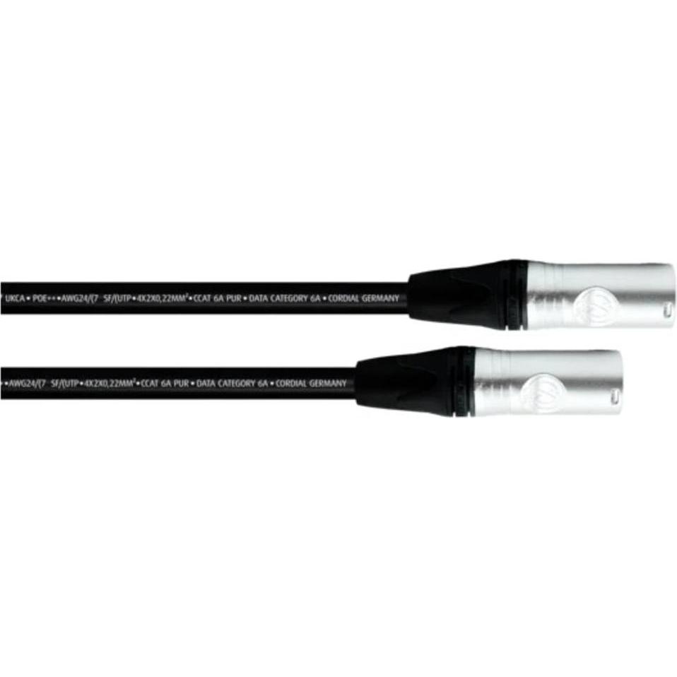 Cordial 15622 RJ45 Netzwerkkabel, Patchkabel CAT 6a SF/UTP 5.00 m Schwarz PUR-Ma (SF/UTP, CAT6a, 5 m), Netzwerkkabel