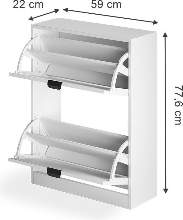 Produktbild Vicco Schuhkipper Gizmo, Weiss/Schwarz, 59 x 77.6 cm mit 2 Fächern (22 x 59 x 77.60 cm)