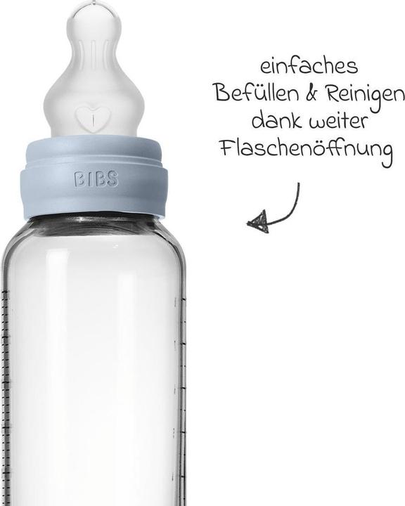 Actual product image Bibs Babyflaschen Glas-Flasche Baby Bottle Round 240 ml + Silikon-Trinksauger (240 ml)