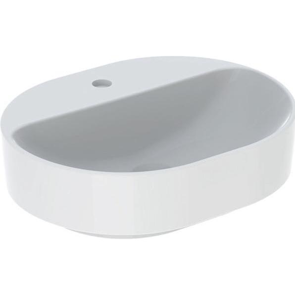Geberit, Waschbecken, VariForm Aufsatzwaschtisch elliptisch, 500x400mm, mit Hahnloch, ohne Überlauf (585 mm, 195 mm)