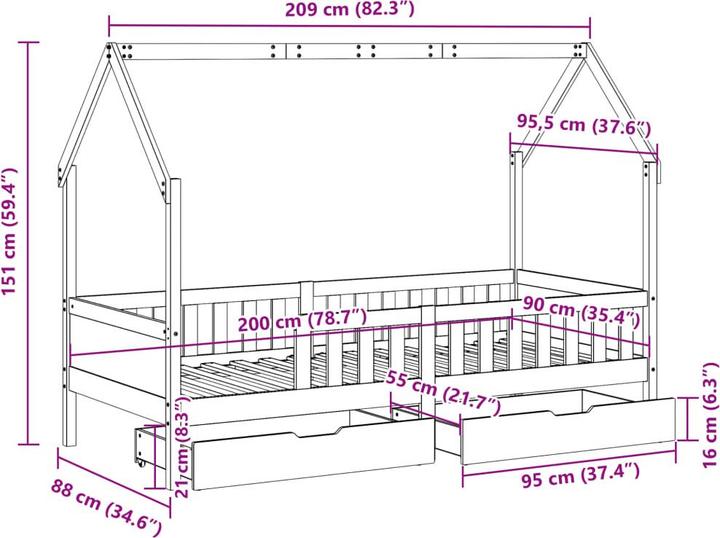 Nährwerte und Zutaten vidaXL Kinderbett (90 x 200 cm)