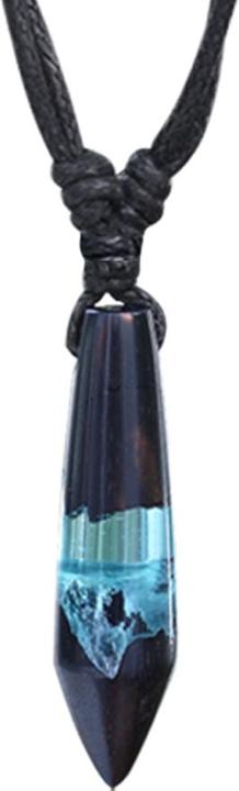 Actual product image Star Piercing Halskette schwarz Anhänger Patrone Eis Epoxy aqua aus Arang Holz (without brass, Organic)