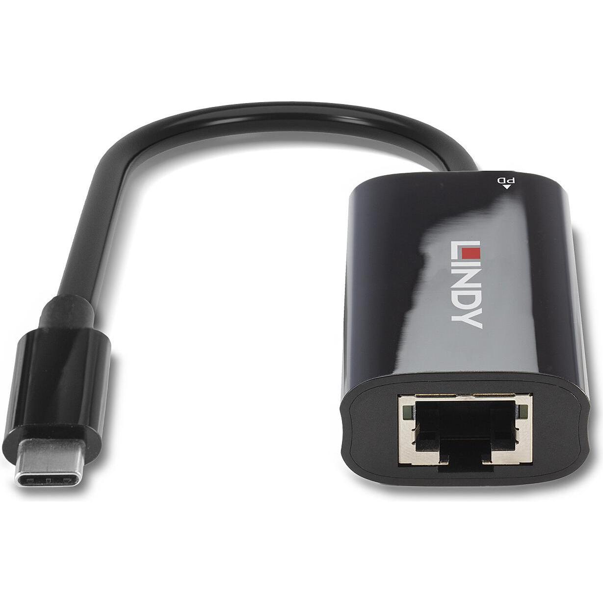 Lindy USB 3.2 Type C Gigabit Ethernet Converter (USB-C 3.2 Gen 1, RJ45 (1x)), Netzwerkadapter, Schwarz