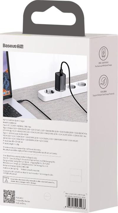 Produktbild Baseus GaN2 Lite Quick ChargerC+U 65W EU Black (65 W, 1 Port)