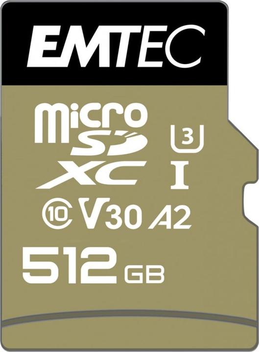 Actual product image Emtec mSD 512GB UHS-I U3 V30 A2 SpeedIN (512 GB, microSDXC, U3, UHS-I)