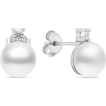 Brilio, Ohrringe, Silver - Elegant silver earrings with real pearls EA597W