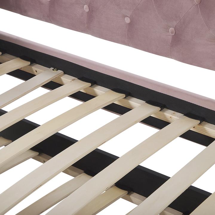 Produktbild Beliani Tagesbett ausziehbar Samtstoff rosa Lattenrost 90 x 200 cm GASSIN (90 x 200 cm)