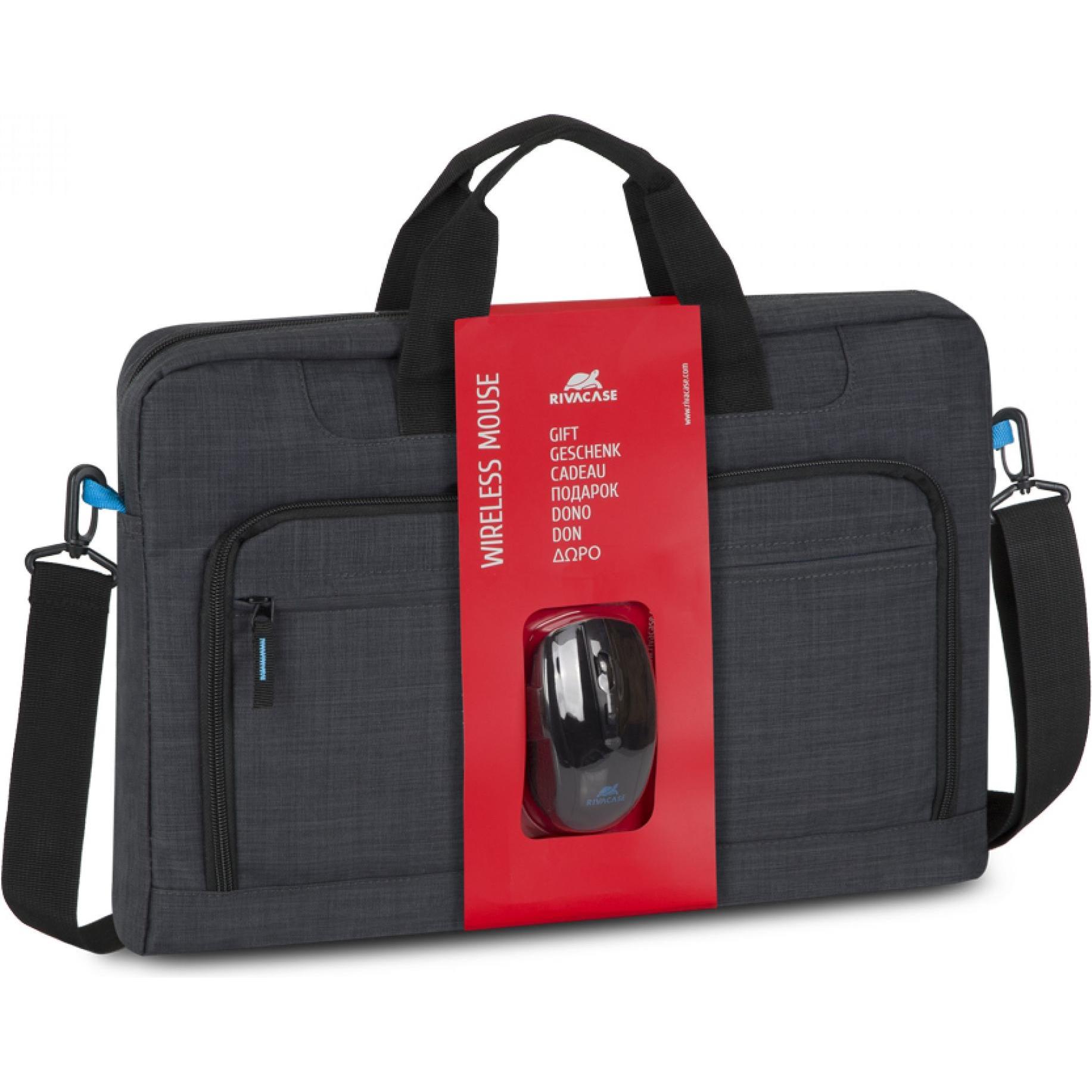 Rivacase 8058 black Laptop Bag 17.3 +wireless mou (17.30", Universal), Notebooktasche, Schwarz