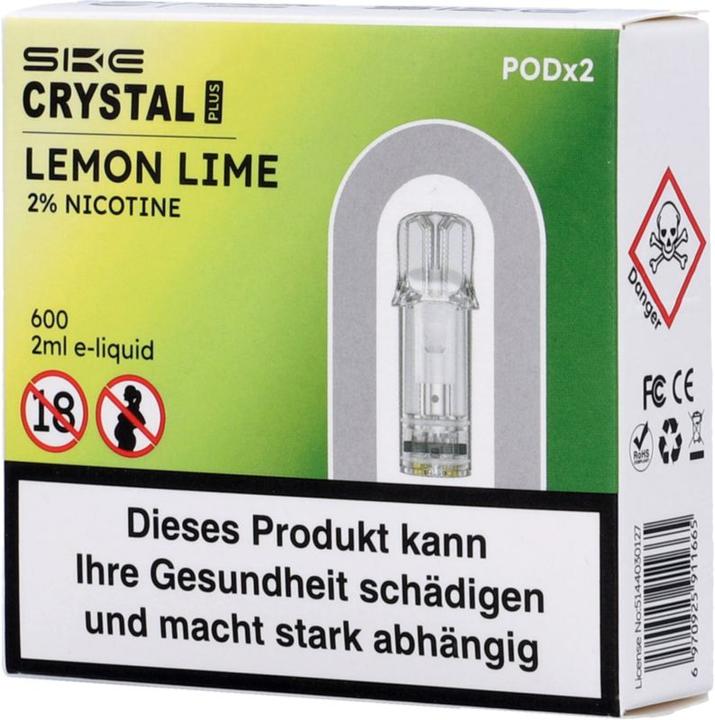 Immagine prodotto SKE Crystal Plus Lemon Lime - Ricarica E-pod - 2 pezzi. à 2 ml (Calce dolcissima, Limone)