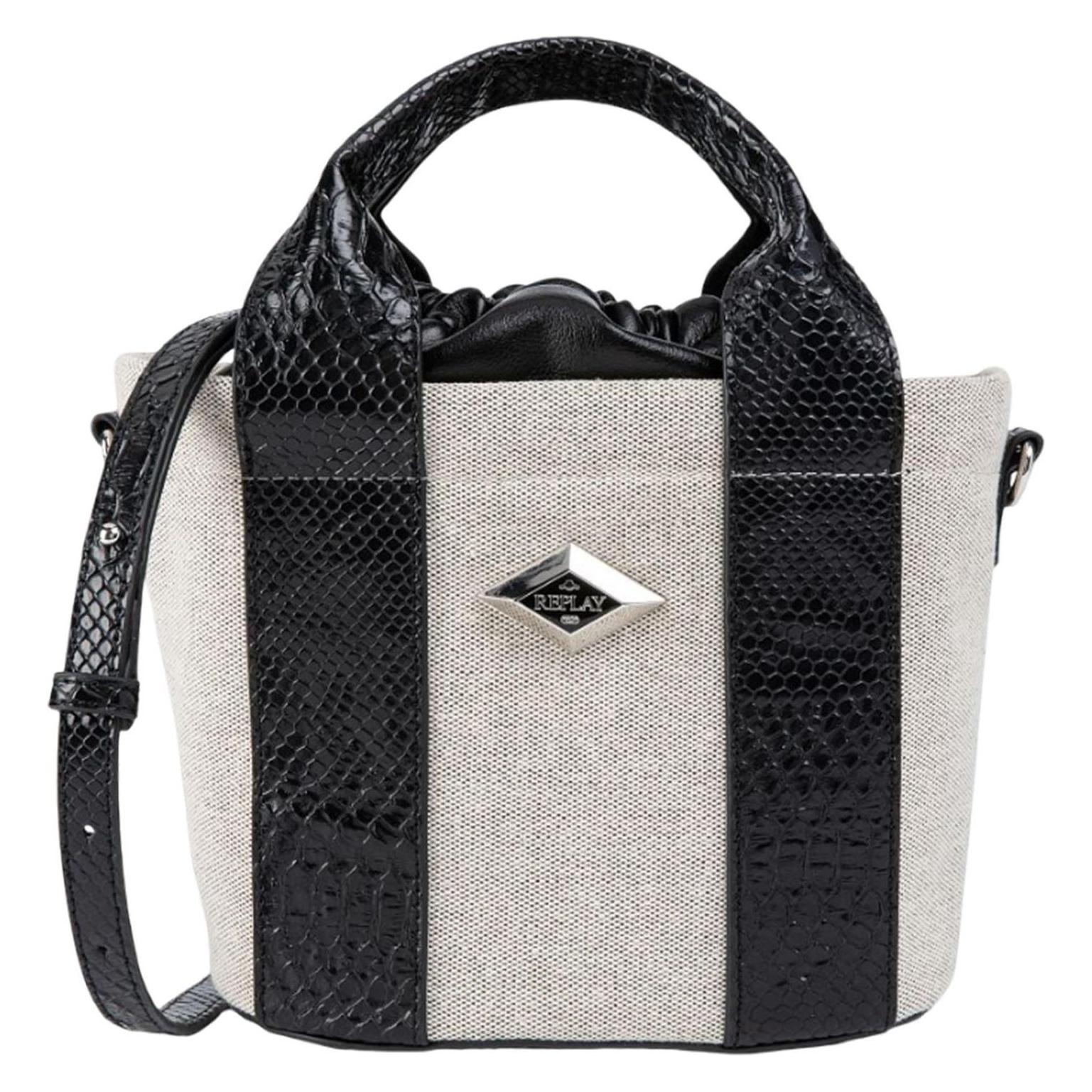 Replay, Damen, Handtasche, Handbag, Schwarz, Grau