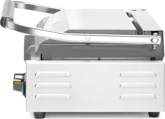 Actual product image Hendi Panini grill, top grooved, bottom smooth