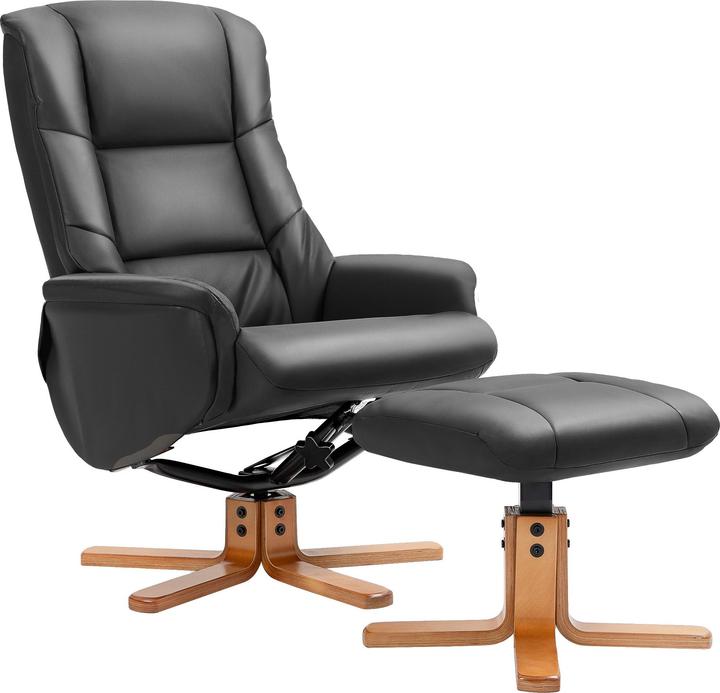 Actual product image Homcom Relaxsessel mit Hocker Kunstleder, Holz Schwarz