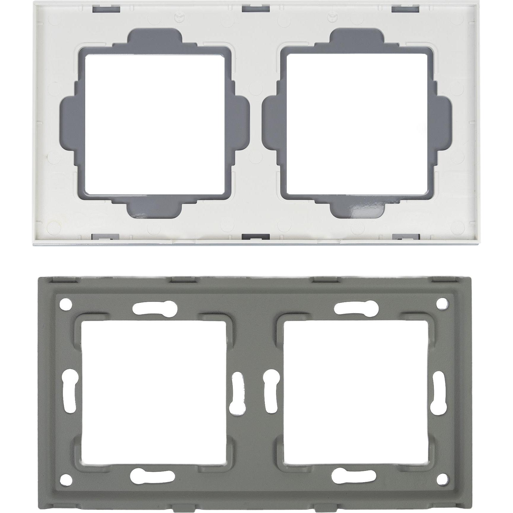 PNI RM202W Glas-Doppelrahmen für PNI-Steckdosen, Taster + Schalter