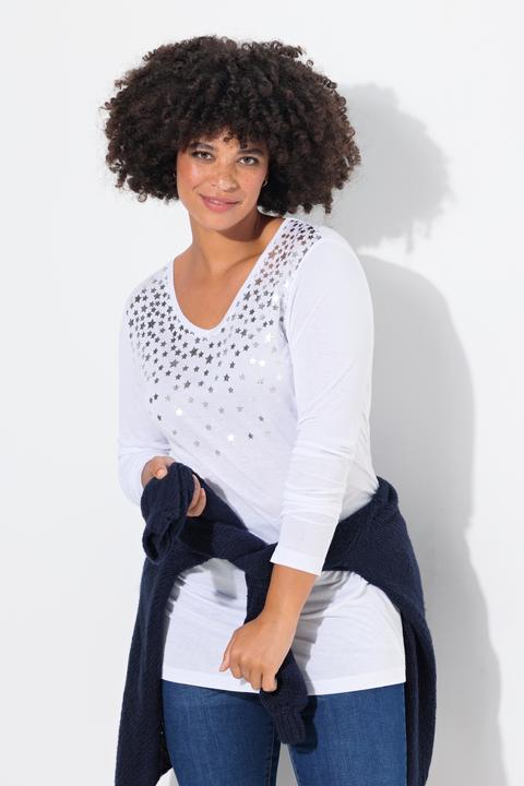 Image du produit Angel of Style T-Shirt, A-Linie, silberner Sternendruck, Langarm (50)