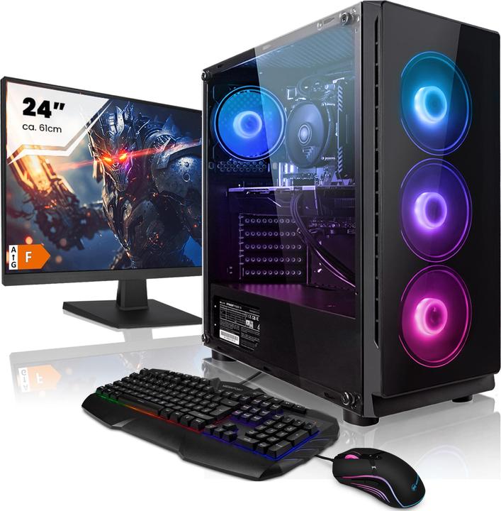 Produktbild Megaport Gaming Komplett PC Intel Core i5-13400F • GeForce RTX3060 • 24" Full-HD + Tastatur+Maus • 512-DE (Intel Core i5-13400F, 16 GB, 1000 GB, GeForce RTX 3060)