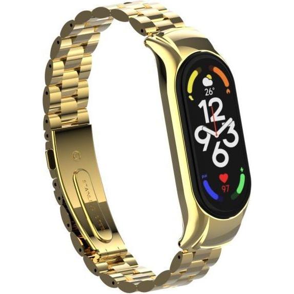 MU Style Stainless Steel Series Ersatz Armband (Edelstahl, Mi Band 7), Uhrenarmband, Gold