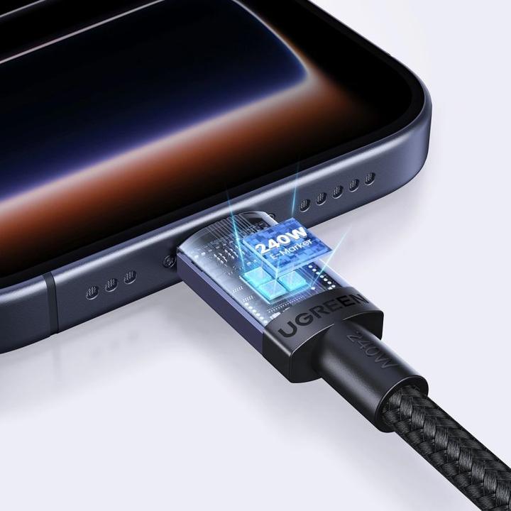 Actual product image Ugreen Cable USB USB-C - USB-C 1 m Czarno-szary (6941876269075) (1 m, 240 W)