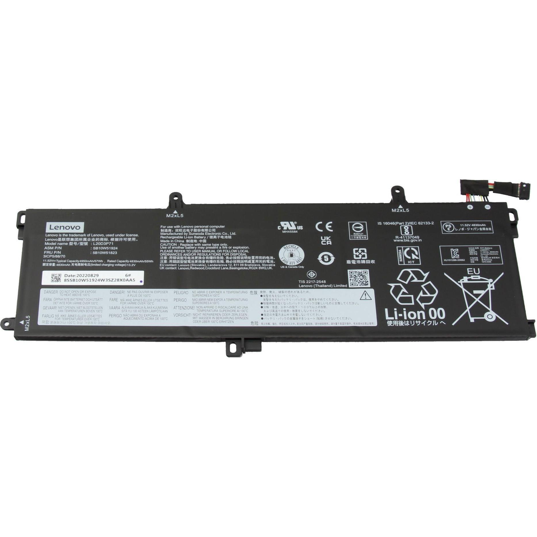 Lenovo 5B10W13913 (3 Zellen, 4950 mAh), Notebook Akku