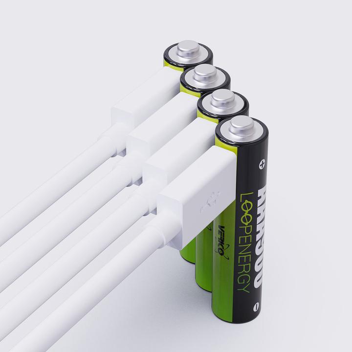 Actual product image Verico Li-Ion USB-C Micro AAA Battery 1.5V 900mWh 600mAh chargeable via USB (4 pcs., AAA, 600 mAh)