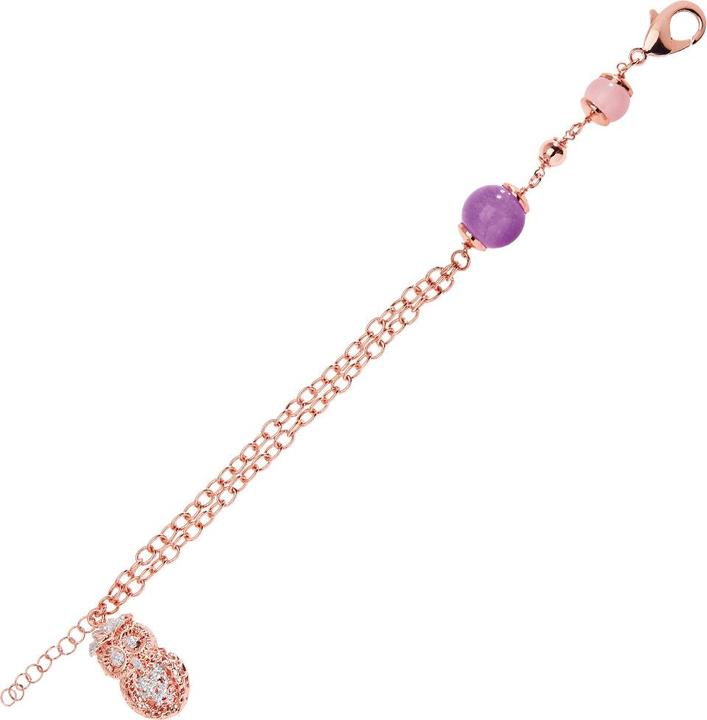 Ottaviani Rose gold bronze bracelet with silver glitter, and agate