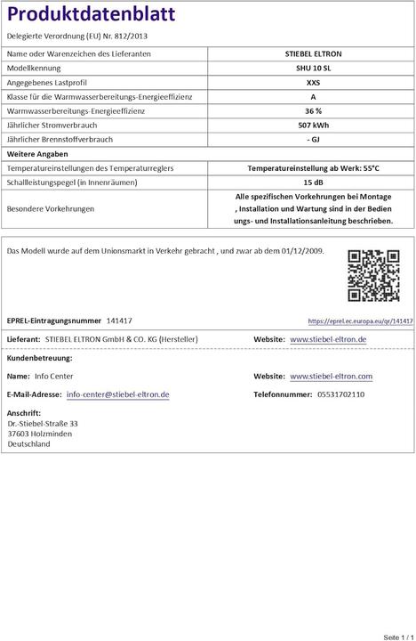 Immagine prodotto Stiebel Eltron SHU 10 SL Caldaia sottolavello da 10 l con tappo, resistente alla pressione, 2 kW, selezione