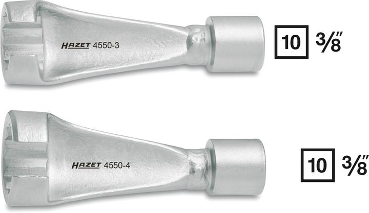 Produktbild HAZET Einspritzleitungs-Schlüssel 4550-3 ∙ Vierkant10 mm (3/8 Zoll) ∙ Aussen Doppel-Sechskant Profil… (17 mm)