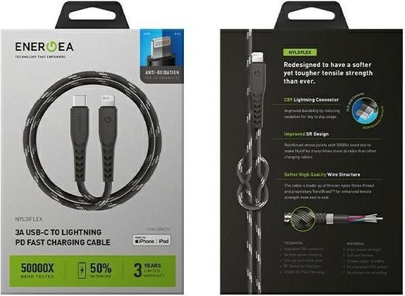 Actual product image Energea cable Nyloflex USB-C - Lightning C94 MFI 1.5m czarny/black (1.50 m)